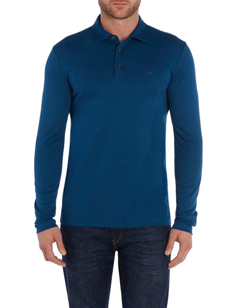 michael kors sleek long sleeve polo shirt|Michael Kors Men's Polo Shirts .